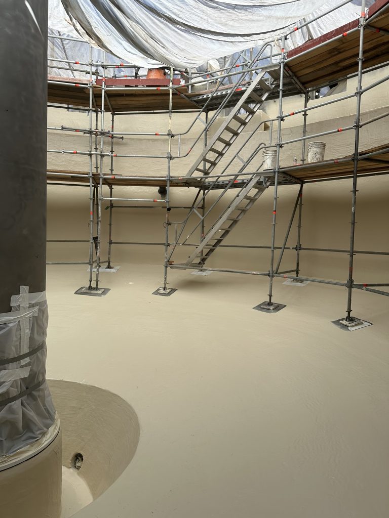 A completed project filled with scaffolding.